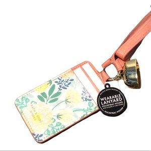 BBW FLORAL CORAL WEARABLE ID LANYARD NEW